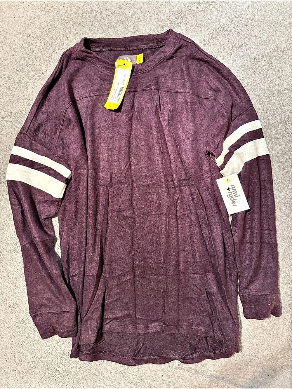 RUMI + RYDER The Brushed Varsity Tunic Purple & White Girls 12-14